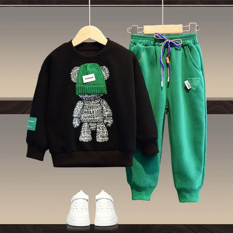 BEAR CARTOON SWEATER AND TROUSER