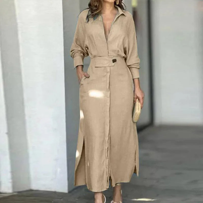 Long Sleeve Irregular Shirt Dress