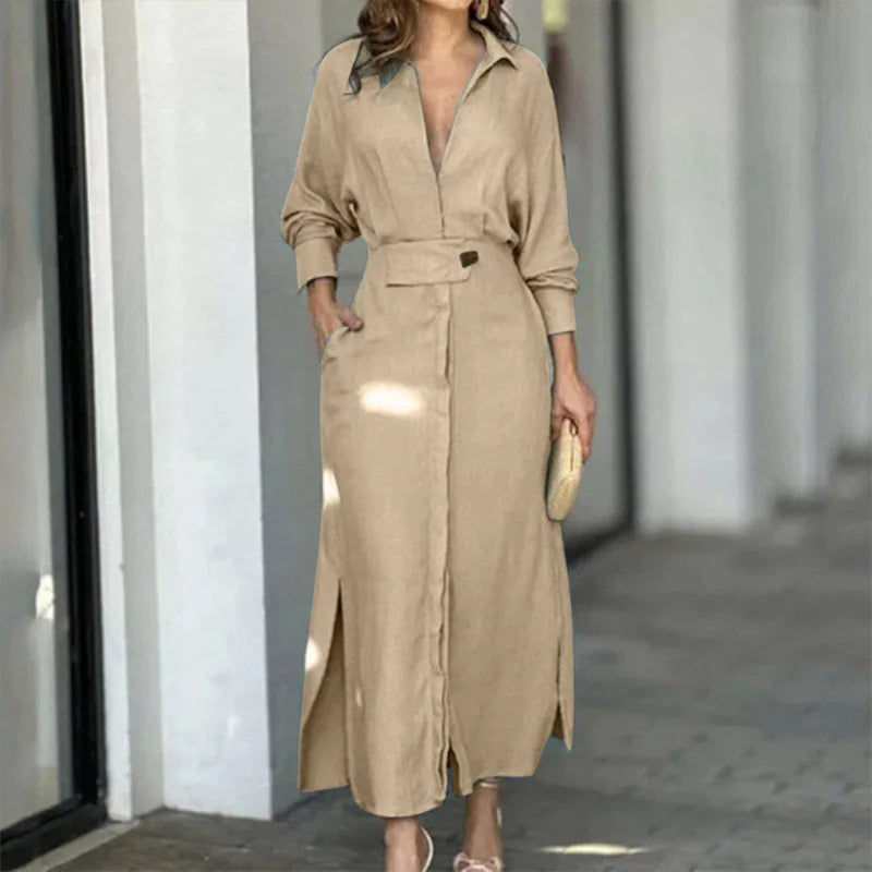 Long Sleeve Irregular Shirt Dress