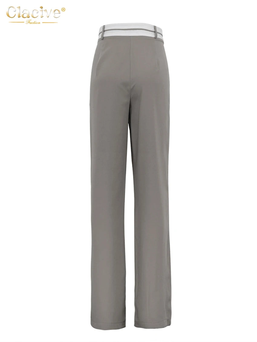 Loose Gray Office Women Pants