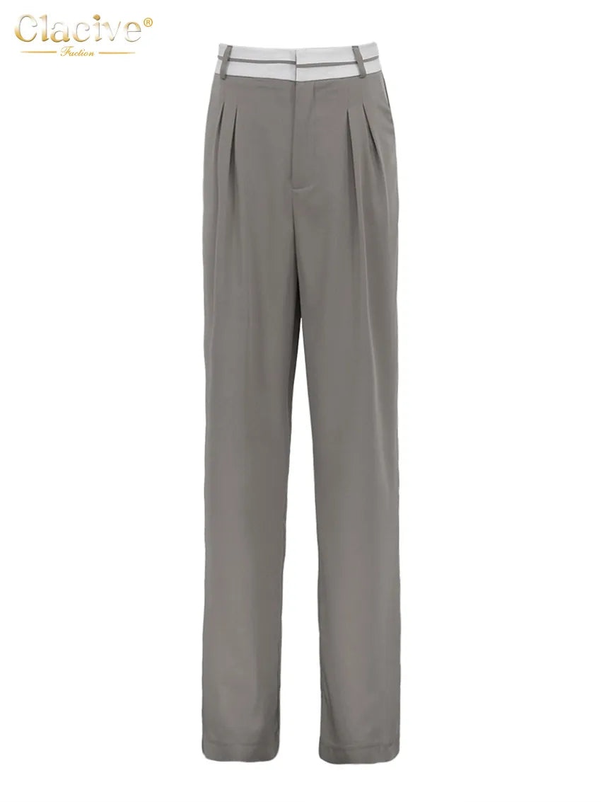 Loose Gray Office Women Pants