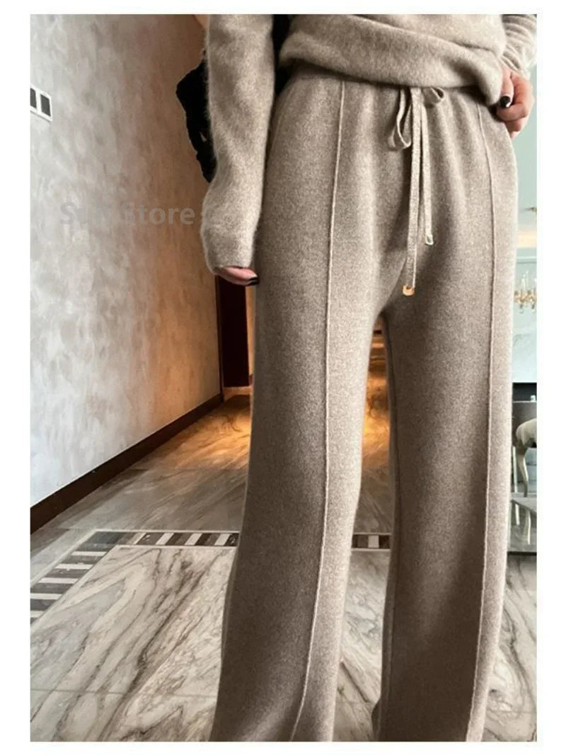 Women's Wool Wide-Leg Pants