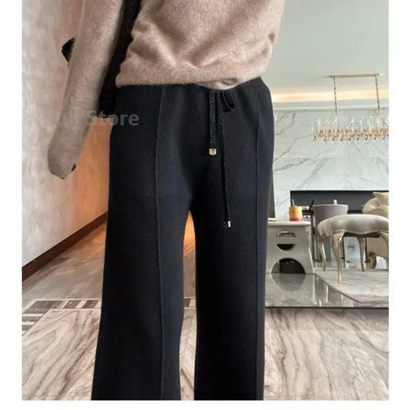 Women's Wool Wide-Leg Pants