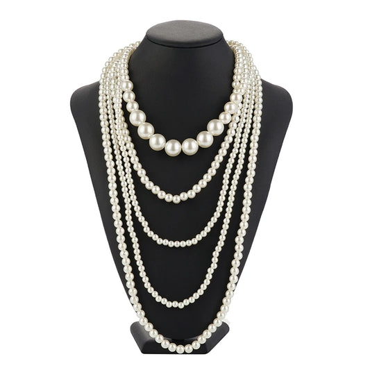 LONG FAUX PEARL NECKLACE