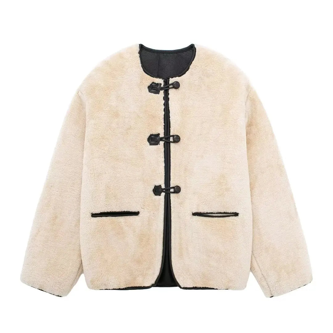 FAUX SHEARLING JACKET WITH LOBSTER CLASPS