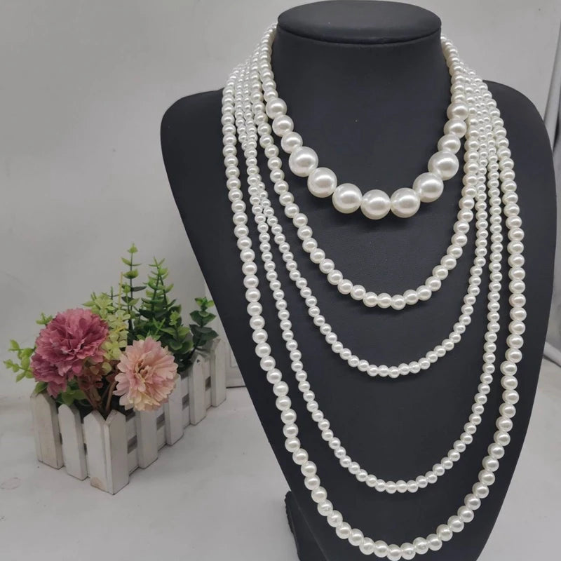 LONG FAUX PEARL NECKLACE