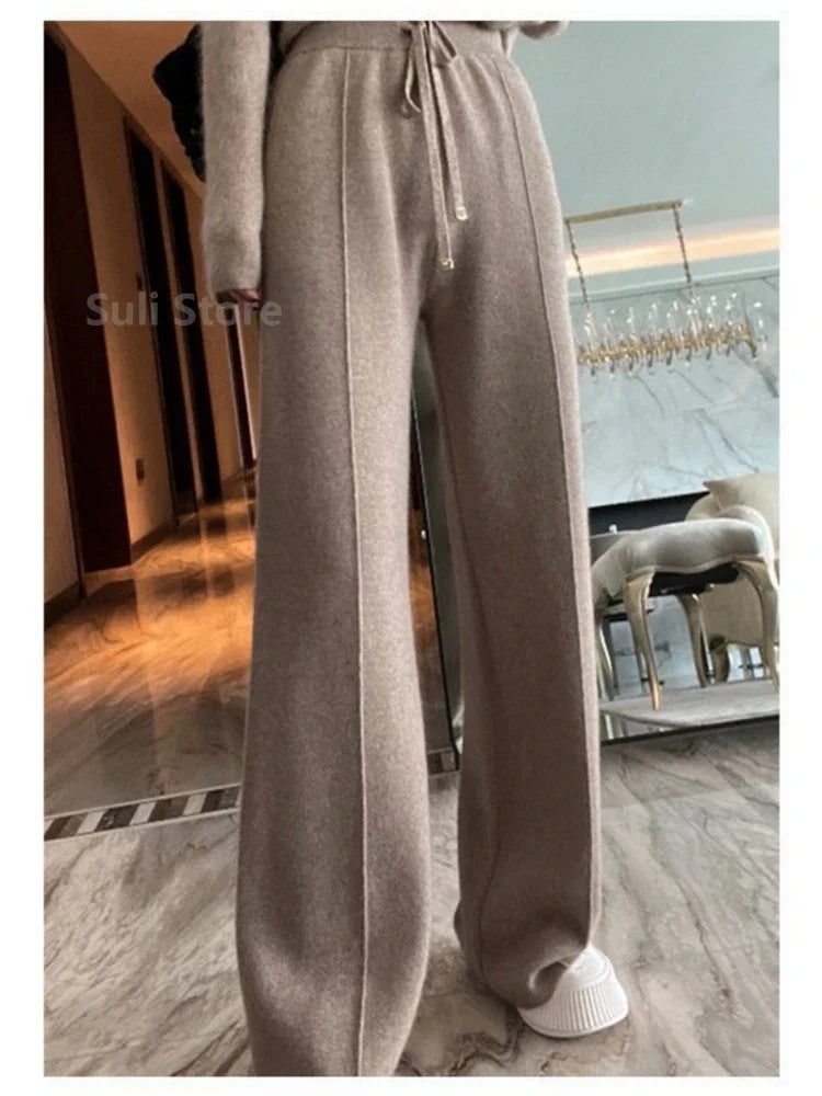 Women's Wool Wide-Leg Pants